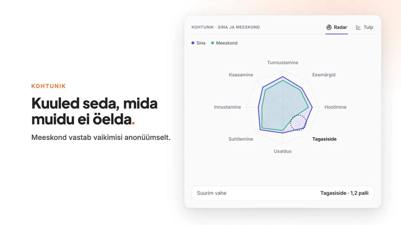 JuhtimisRadari KOHTUNIK: juhi ja meeskonna hinnangute võrdlus radargraafikul